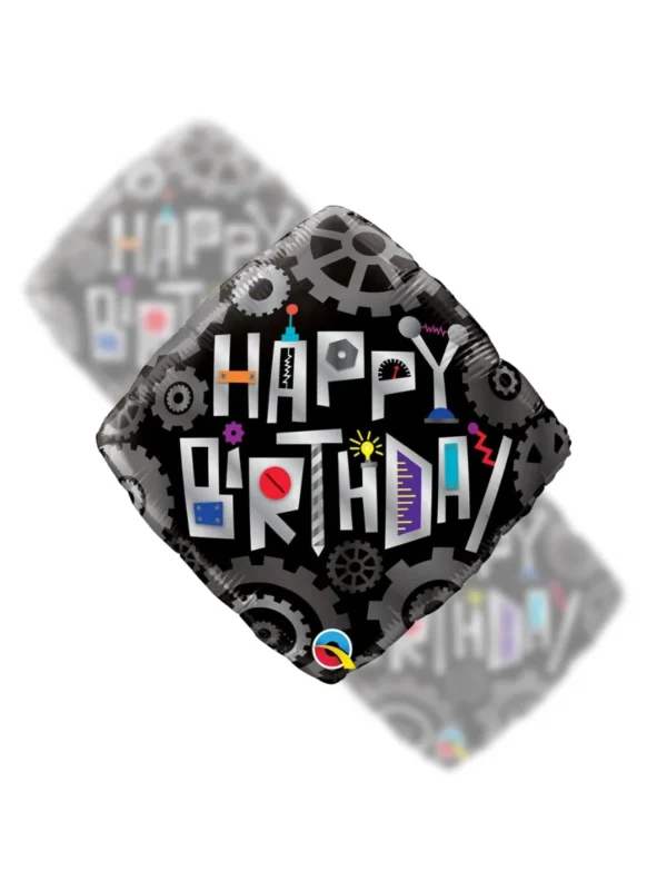 Balon Foliowy  Happy Birthday 18" Robot Cogwheels - Z helem