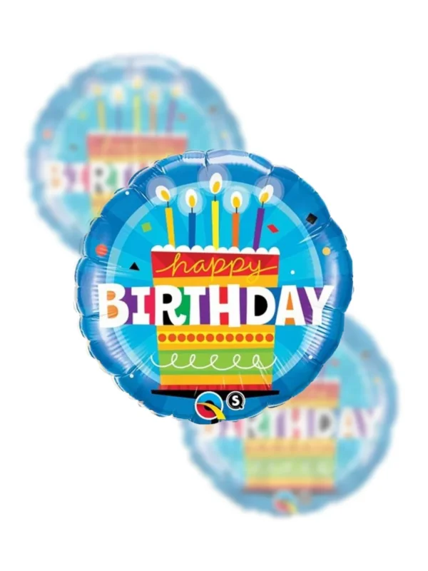 Balon Foliowy  Happy Birthday 18" Tort ze Świeczkami - Z helem