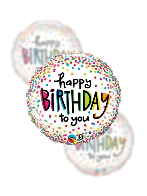 Balon Foliowy  Happy Birthday 18" Posypany Groszkami - Z helem