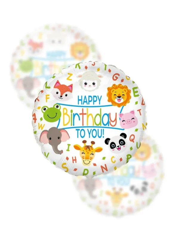 Balon Foliowy  Happy Birthday 18" zwierzątka - Z helem