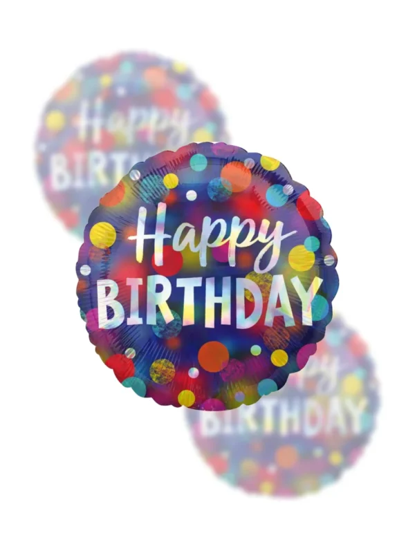 Balon Foliowy  Happy Birthday 18" kolorowe groszki - Z helem