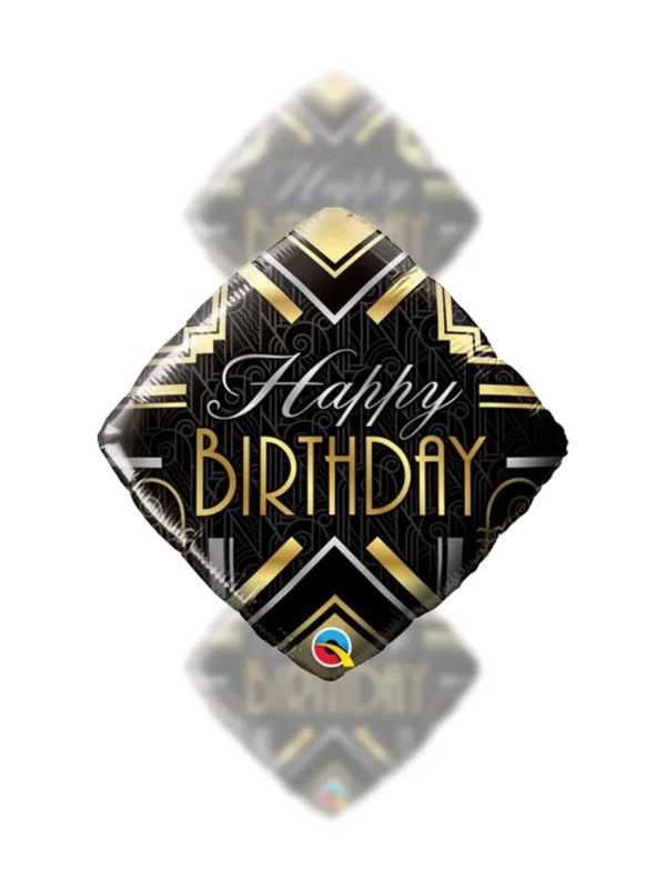 Balon Foliowy  Happy Birthday 18" Happy Birthday Art Deco - Z helem