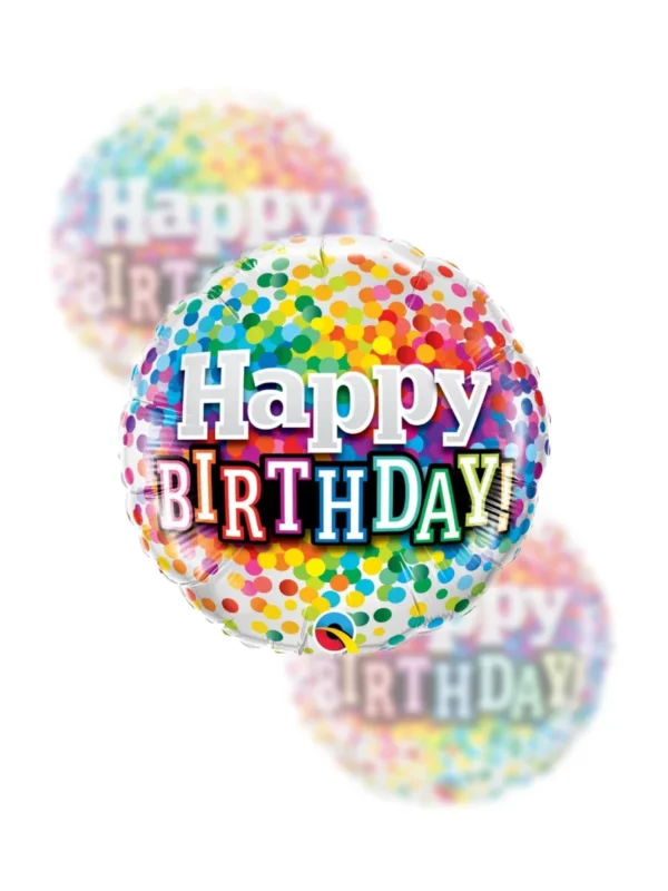 Balon Foliowy  Happy Birthday 18" Rainbow Confetti - Z helem