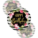 Balon Foliowy  Happy Birthday 18"  kwiaty hibiskusa