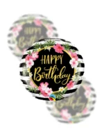 Balon Foliowy  Happy Birthday 18"  kwiaty hibiskusa