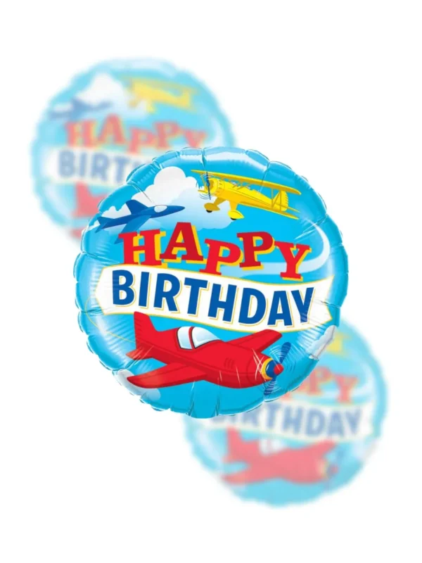 Balon Foliowy  Happy Birthday 18" Urodzinowe Samoloty - Z helem