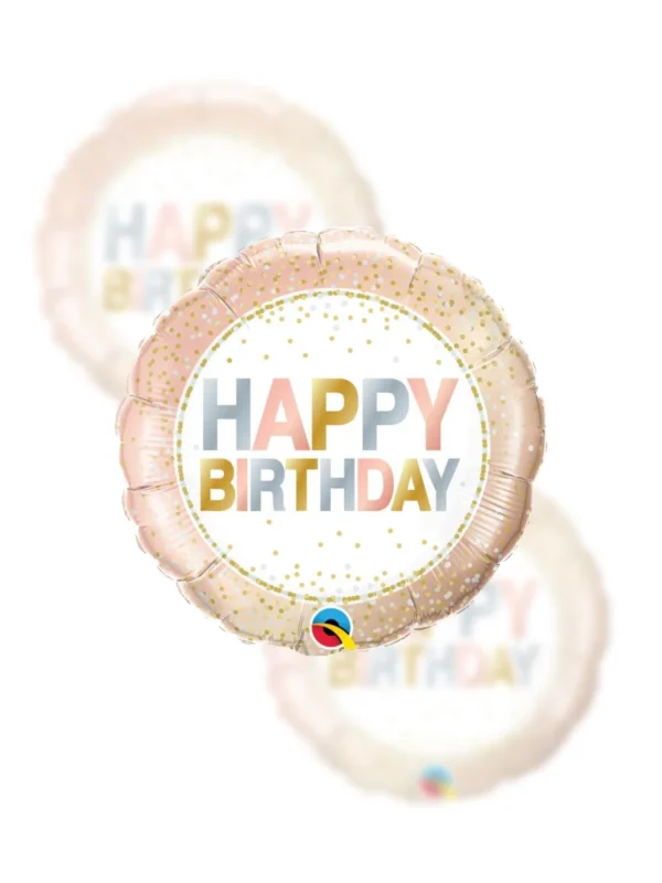 Balon Foliowy  Happy Birthday 18" Metaliczne Konfetti - Z helem
