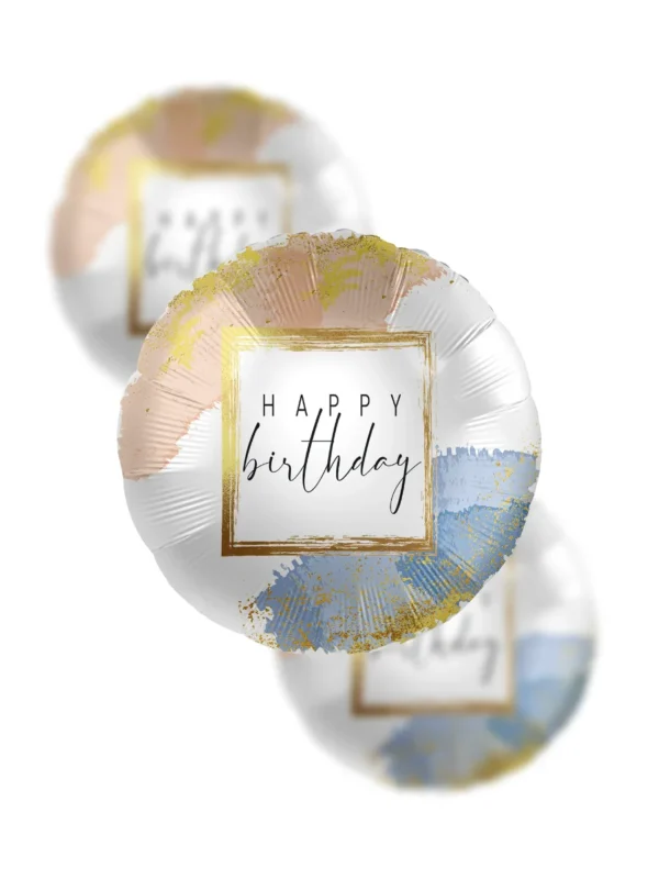 Balon Foliowy  Happy Birthday 18" artystyczny - Z helem