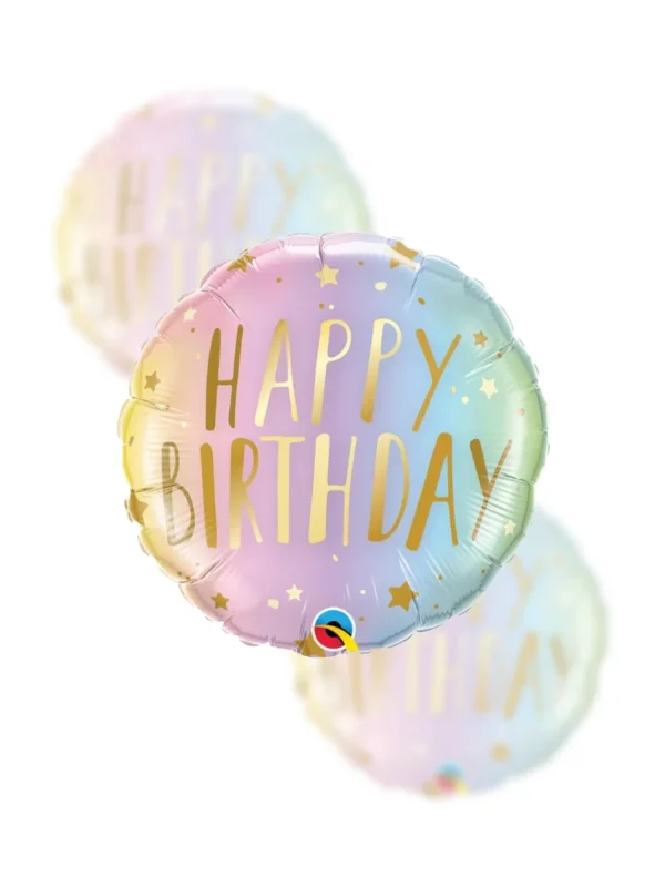 Balon Foliowy  Happy Birthday 18" pastelowe ombre - Z helem