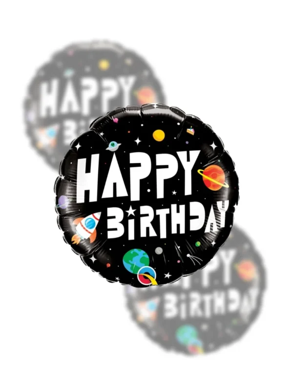 Balon Foliowy Happy Birthday 18" kosmos - Z helem