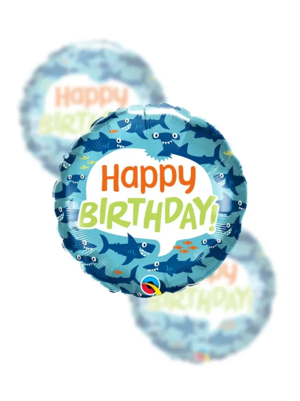 Balon Foliowy  Happy Birthday 18" rekinki - Z helem