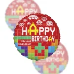 Balon Foliowy  Happy Birthday 18" Gamingowy oldschool