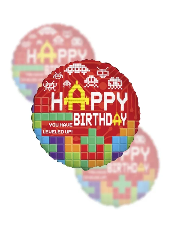 Balon Foliowy  Happy Birthday 18" Gamingowy oldschool - Z helem