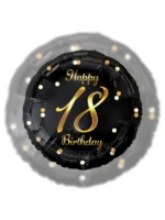 Balon Foliowy Happy Birthday 18" black gold 18 - obrazek 2