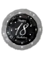 Balon Foliowy  Happy Birthday 18" black silver 18 - obrazek 2