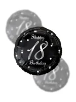 Balon Foliowy  Happy Birthday 18" black silver 18