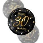 Balon Foliowy Happy Birthday 18" gold black 30