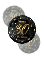 Balon Foliowy Happy Birthday 18" gold black 30