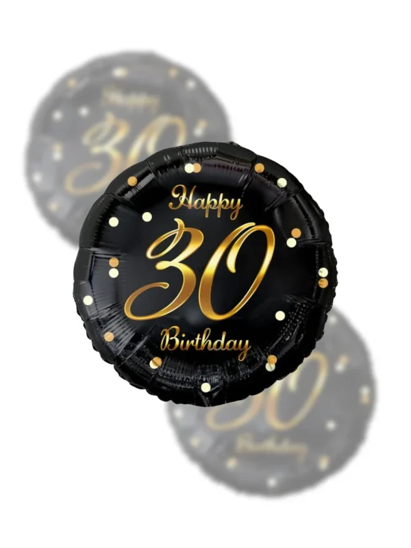 Balon Foliowy Happy Birthday 18" gold black 30 - Z helem