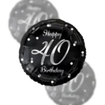 Balon Foliowy  Happy Birthday 18" silver black 40