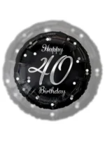 Balon Foliowy  Happy Birthday 18" silver black 40 - obrazek 2
