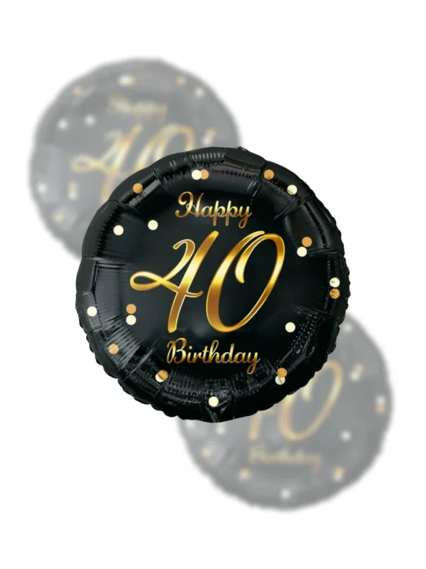Balon Foliowy  Happy Birthday 18" gold black 40 - Z helem