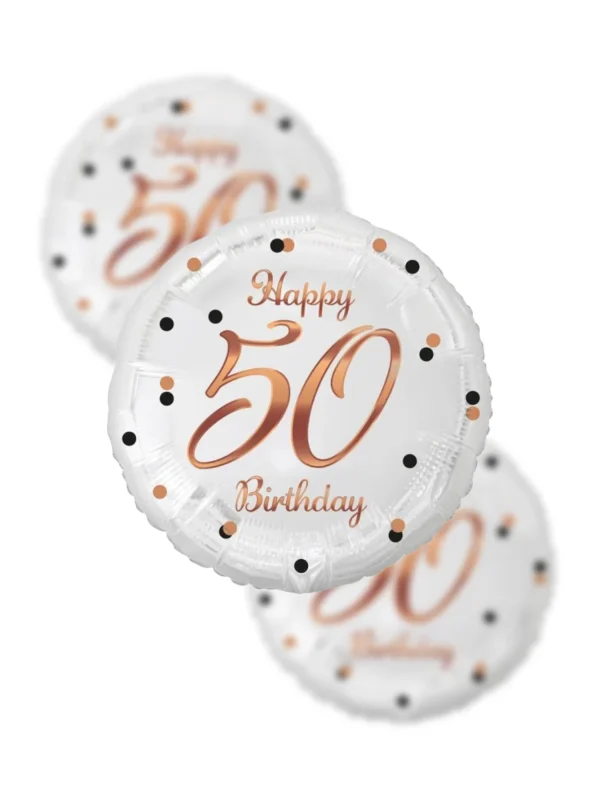 Balon Foliowy  Happy Birthday 18" rose gold 50 - Z helem