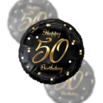 Balon Foliowy  Happy Birthday 18" gold black 50