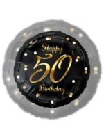 Balon Foliowy  Happy Birthday 18" gold black 50 - obrazek 2
