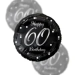 Balon Foliowy  Happy Birthday 18" silver black 60