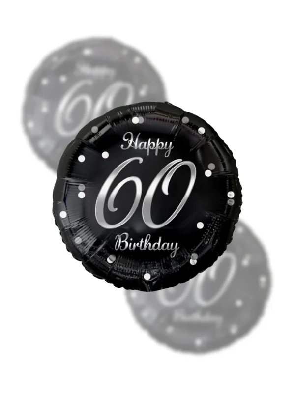 Balon Foliowy  Happy Birthday 18" silver black 60 - Z helem