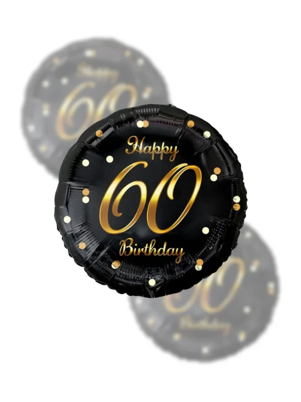 Balon Foliowy  Happy Birthday 18" gold black 60 - Z helem