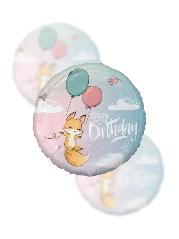 Balon Foliowy  Happy Birthday 18" lisek - Z helem