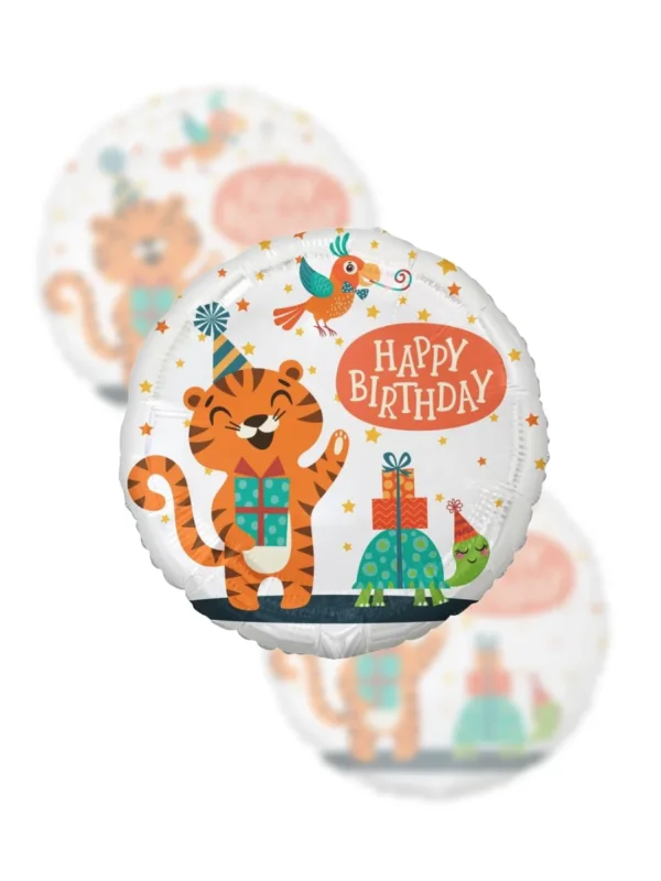 Balon Foliowy Happy Birthday 18" urodzinowy tygrysek - Z helem