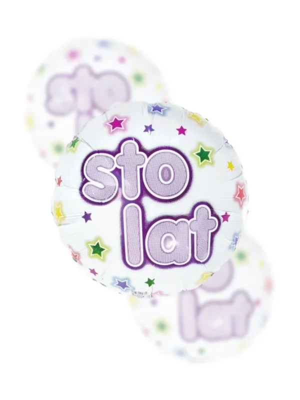 Balon Foliowy sto lat 18" gwiazdki - Z helem
