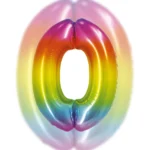 Balon Tęczowy Cyfra Foliowa ,,0″,76cm