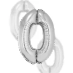 Balon Srebrny Cyfra Foliowa ,,0", 76cm