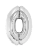 Balon Srebrny Cyfra Foliowa ,,0", 76cm - obrazek 2