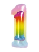 Balon Tęczowy Cyfra Foliowa ,,1″,76cm - obrazek 2