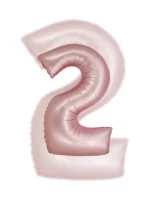 Balon Różowy Cyfra Foliowa ,,2″, 76cm - obrazek 2