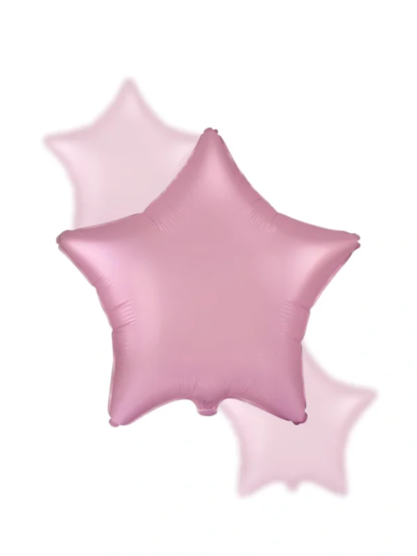 Balon Foliowy Gwiazdka 18" Jasnoróżowa Satynowa Pastelowa - Z helem