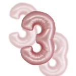 Balon Różowy Cyfra Foliowa ,,3″, 76cm