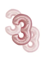 Balon Różowy Cyfra Foliowa ,,3″, 76cm