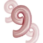 Balon Różowy Cyfra Foliowa ,,9″, 76cm