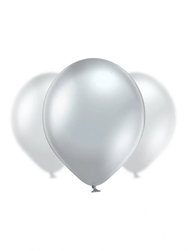 Balon Lateksowy 12" błyszczący srebrny - Z helem