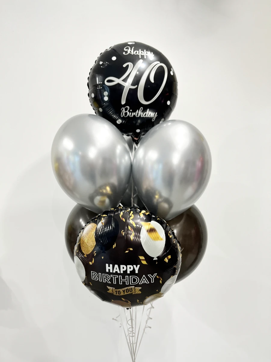 no67 Bukiet "Black Double Happy Birthday 40th" - obrazek 1