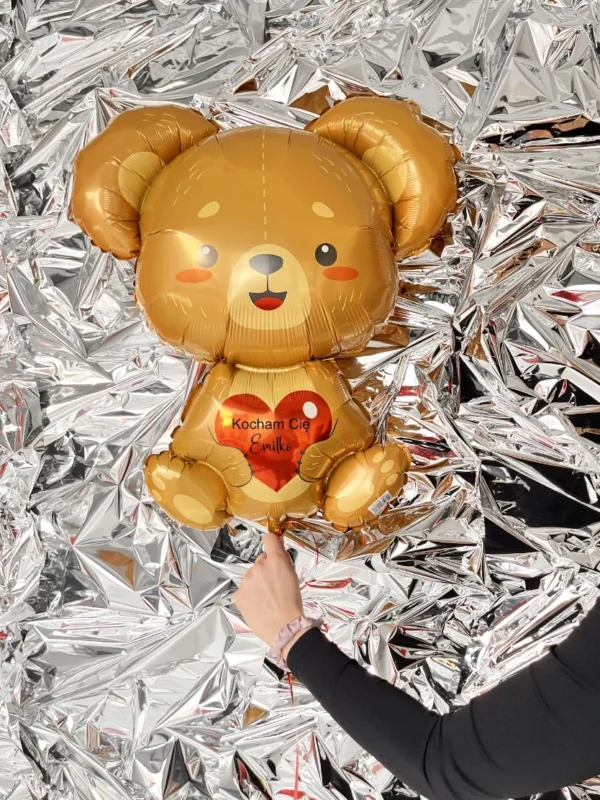Balon foliowy miś z serduszkiem twój napis