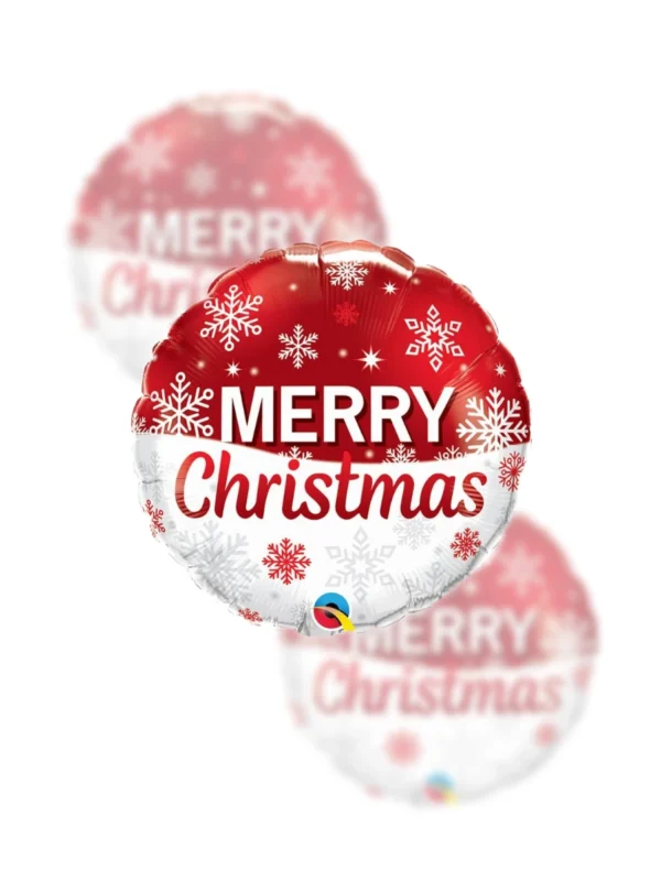 Balon foliowy Merry Christmas, płatki śniegu 45cm (18") - Z helem