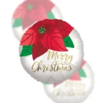 Balon foliowy Merry Christmas, Kwiat Poinsecji 45cm (18")