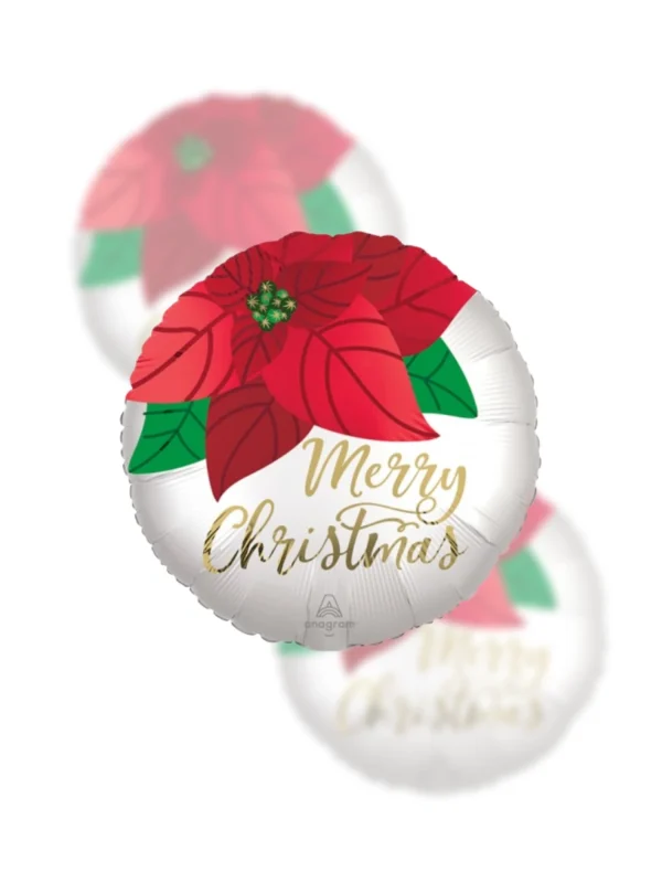 Balon foliowy Merry Christmas, Kwiat Poinsecji 45cm (18") - Z helem
